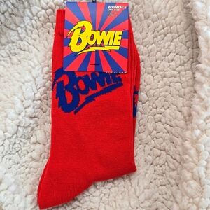 David BOWIE Women's Casual Red Socks Rock And Roll Legend Icon NWT